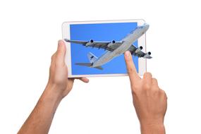 zd plane on the background of the tablet
