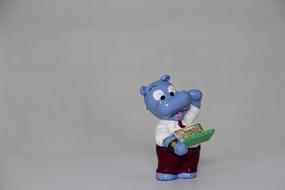 Happy Hippo with Computer Nerd Laptop figure