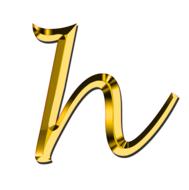 h, golden glossy alphabet letter