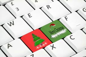 Keyboard with beautiful and colorful Christmas decorations