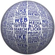 balloon with social media logos on white background