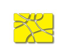 Yellow, 3d maze, at white background, clipart