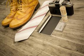 hipster stuff on wood floor