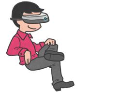 drawn guy in virtual reality glasses