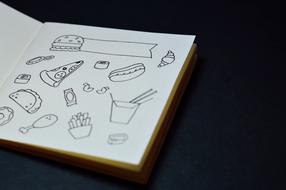 sketches in a notebook