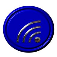 3d, shiny, blue and metallic "Wi FI" icon, at white background, clipart