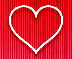 white outline pf heart at red background