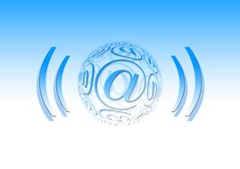 email symbol on blue background