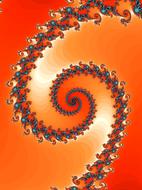 fractal in the form of a spiral on an orange background