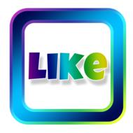 Colorful "Like" sign, in colorful frame, at white background, clipart