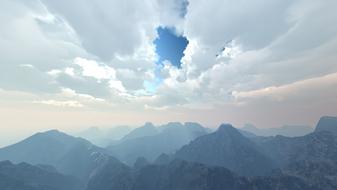 graphic image of clouds over mountains