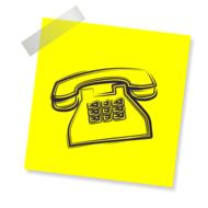 drawn wired telephone on yellow sticker