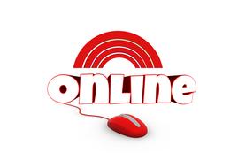 online word with computer mouse, web icon