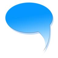 Blue discussion bubble, at white background, clipart