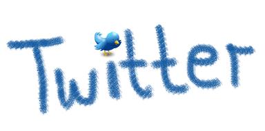 Blue "Twitter" sign and beautiful and cute bird, on clipart
