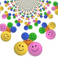 A lot of the colorful smileys in the pattern, at white background, clipart