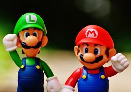 Mario Luigi Figures on a blurred background