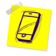 smartphone, drawing on yellow sticker