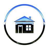 house symbol in a circle on a white background