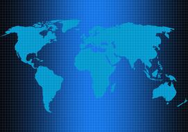 blue world map with grid