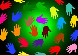 clipart of hands green colorful background