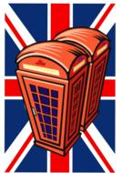 red phone booths at united kingdom flag, drawing