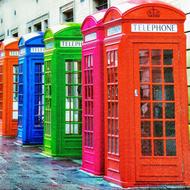 Beautiful and colorful telephone booths in London, England