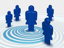 female figurines on concentric circles around email sign
