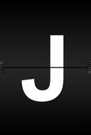 j, white Alphabet letter at black cards