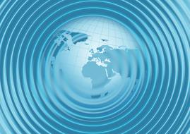 Blue and white Earth map, in the circles, on clipart