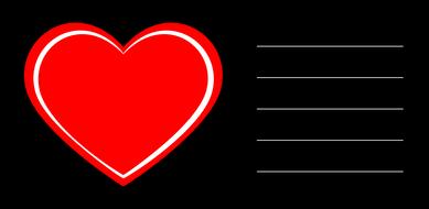 illustration of red heart at black background