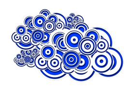 Beautiful, blue and white pattern, with the waves, at white background, clipart