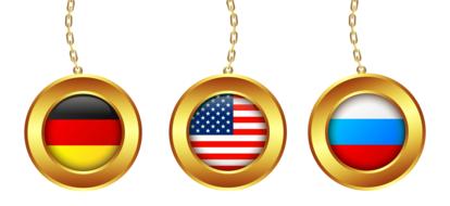 gold medals with different flags