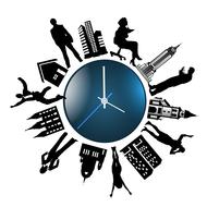 human clock time in silhouettes