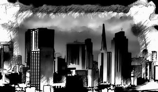 chicago on monochrome illustration