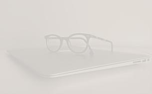 3d models of the white glasses on the laptop, clipart