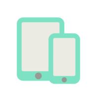 Green and grey tablet and smartphone, at white background, clipart