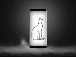 cat silhouette on smartphone screen