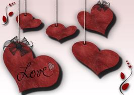 digital art of hearts hanging