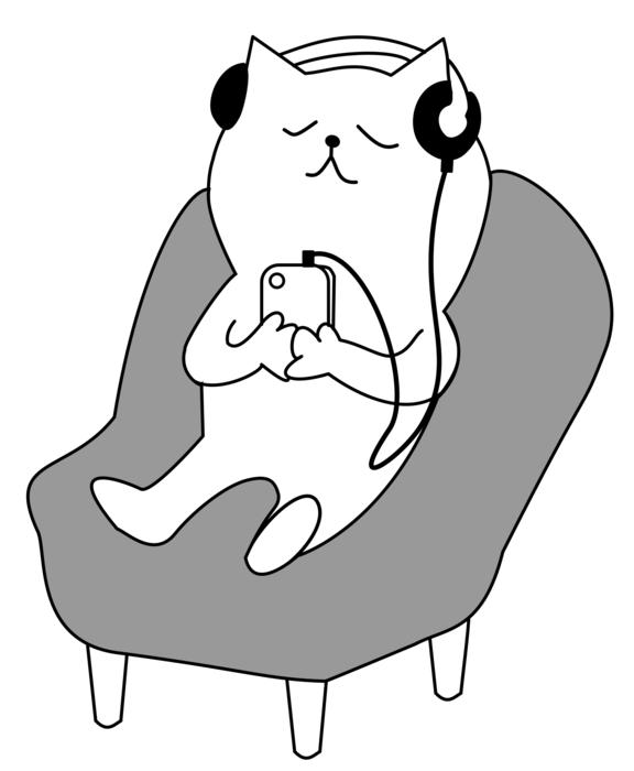 cartoon cat with smartphone