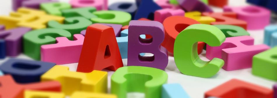 standing letters abc among other letters