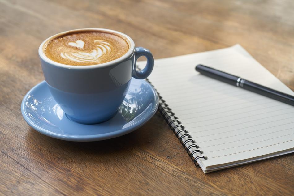 Coffee Caffeine Beverage and notebook