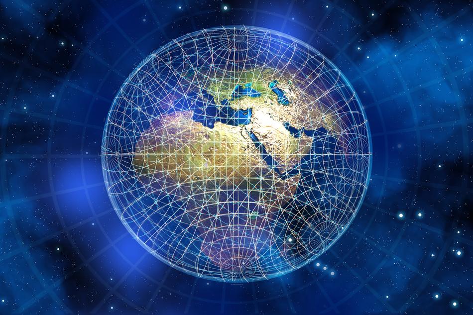 global network illustration in space
