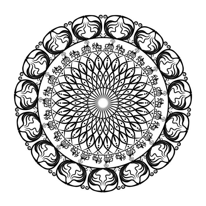 black white round ornament on a white background