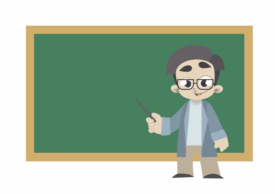 clipart of Cartoon proffesor near the board