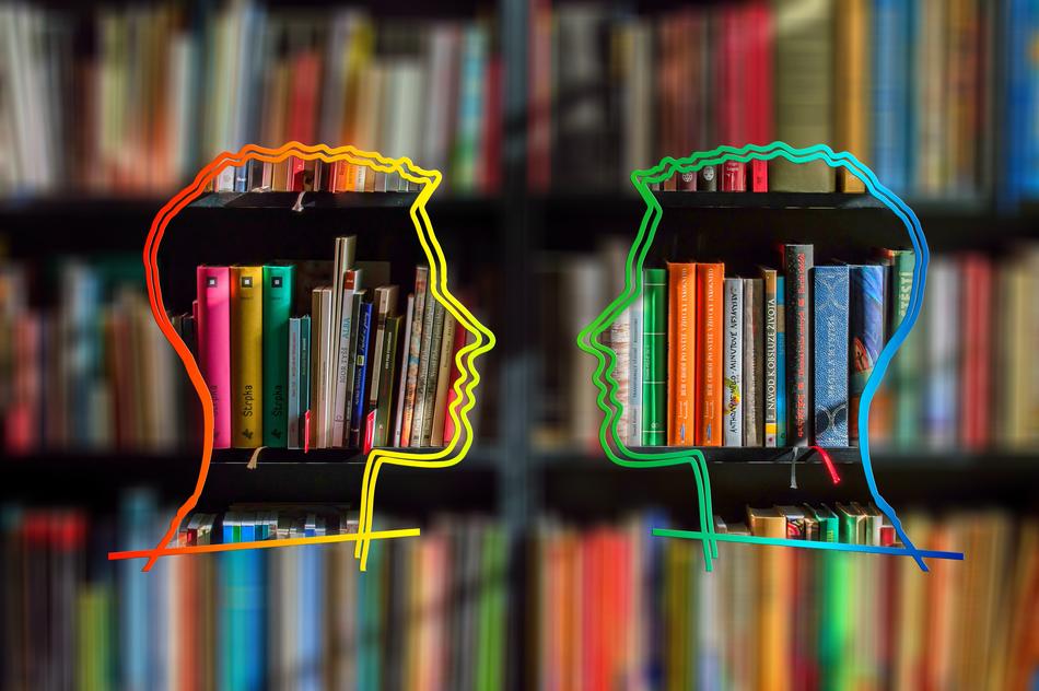 silhouette head bookshelf