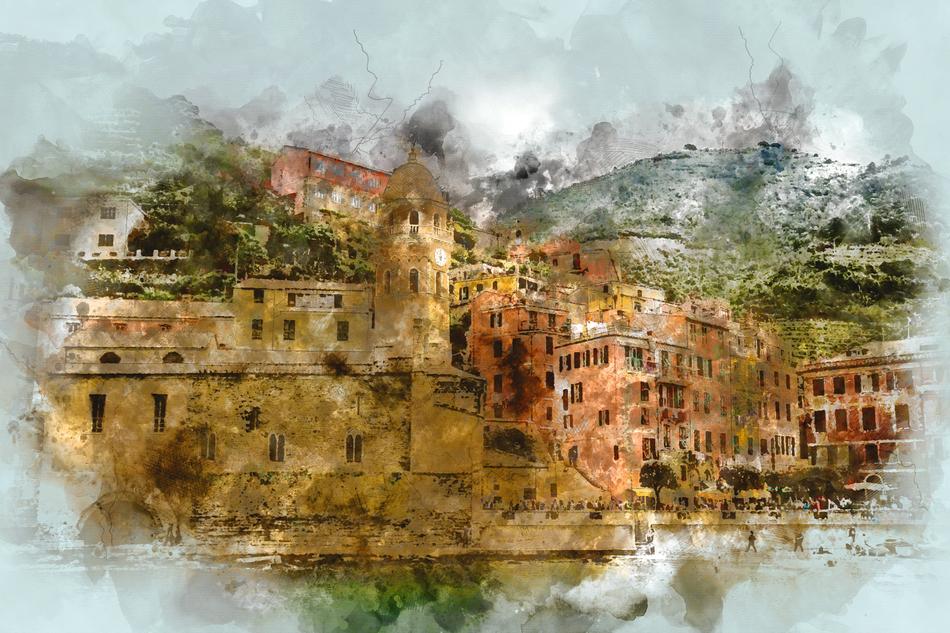 cinque terre italy beach drawing