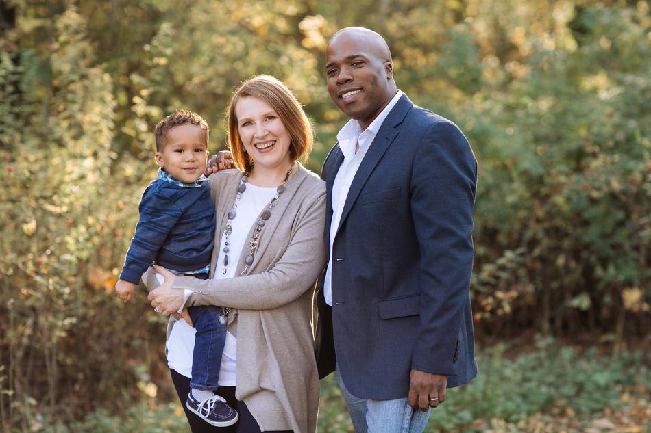 portrait of a family in the garden