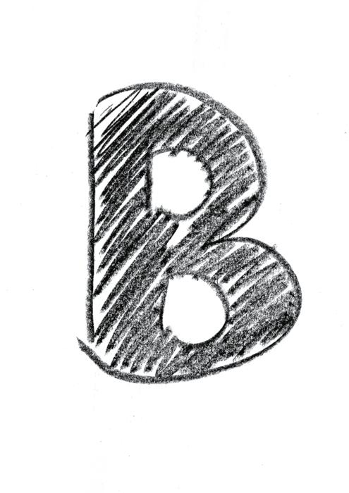 Beautiful drawing of the black 'B' letter at white background