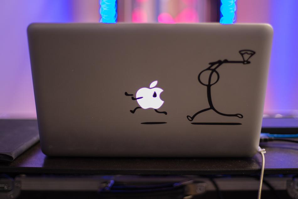 Apple Laptop the man with the axe